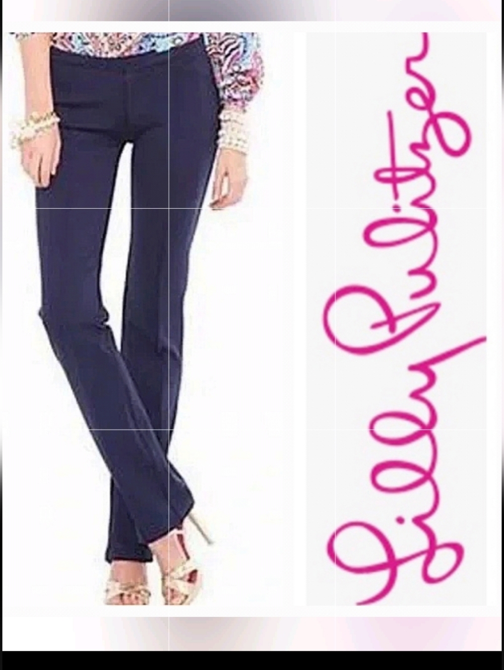 LILLY PULITZER Ponte Knit Travel Pants Evangelista Navy Blue Sz 6